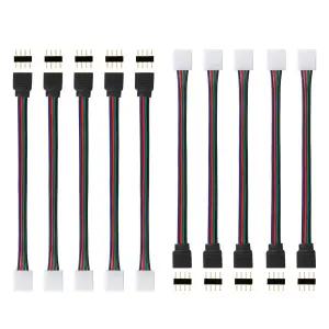 10PCS 4핀 도체 10mm 와이드 LED 5050 RGB 스트립 라이트 커넥터 컨트롤러 점퍼 피그테일 어댑터의