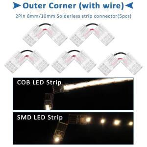 2핀 8mm 10mm LED 스트립 커넥터 스트립-스트립 전원 와이어 점퍼 5050 2835 SMD COB 테이프 램프 용 단자