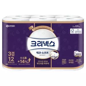 크리넥스 천연펄프 3겹 데코 앤 소프트 화장지