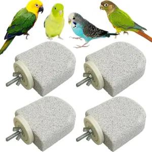 PINVNBY 4 PCS 버드 퍼치 스탠드 앵무새 칼슘 부리 갈기 돌발 발톱 트리머 잉꼬 플랫폼 씹기 장난감 소형