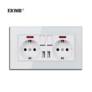 호환 EIOMR EU 독일 벽 소켓 USB 포트 146 86mm 220v 16A 로커 스위치 전원 콘센트 LED 표시기 홈 벽 소켓