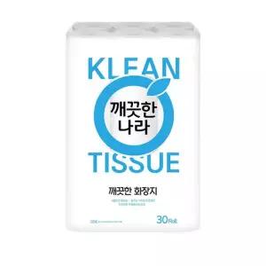 깨끗한나라 깨끗한 화장지 3겹 25m 30롤