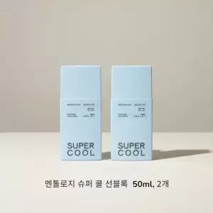 멘톨로지 슈퍼 쿨 선블록 백탁없는 쿨링 골프 스포츠용 유기자차 수분선크림 50ml 2개