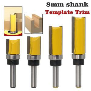 호환 1PC 8mm 생크 템플릿 트림 힌지 Mortising 라우터 비트 스트레이트 엔드 밀 트리머 청소 플러시 트림 Tenon Cutter forWoodworking