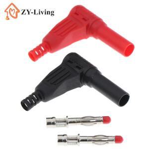 2pcss 레드  블랙 4mm 남성 직각 절연 와이어 솔더 타입 DIY 바나나 플러그 커넥터 멀티미터  도구