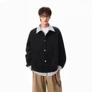 올요아 남성용 캐주얼 빈티지 봄 투피스 페이크 스트라이프 맨투맨 키작남 카디건 꾹1