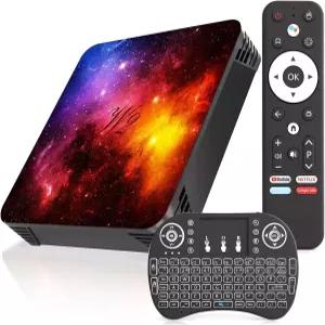 Android 14.0 TV 박스 4GB RAM ROM 4K 듀얼 WiFi 2.4G/5G 쿼드코어 스마트 지원 미니 키보드 포함 블루투스