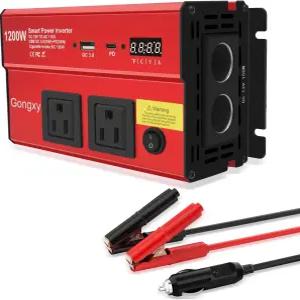 자동차 파워 인버터 1200W - AC 콘센트가 있는 12v DC-110v 컨버터 USB 타입-c 포트 트럭/가정/차량/노트북