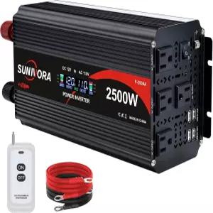 2500와트 파워 인버터 12V 110V/120V DC AC 컨버터 5000W 피크 리모컨 및 LCD 4개의 콘센트 USB 포트