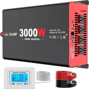 4개의 AC 콘센트 30W 타입-C 포트 3.1A USB LCD 화면의 리모컨 트럭 가정 차량용 전원 변환기 트립을 위한