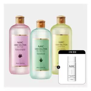 AHC 허브솔루션 토너 500ml 2개 (알로에베라/로즈/레몬 중 교차선택)+(증정) 에센스 20ml 391395