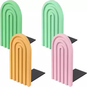 파티킬 4Pcs 보호 아치 북엔드 비스 우드 책꽂이용 나무 스탠드 책 보관용 귀여운 홈 오 도서관 장식