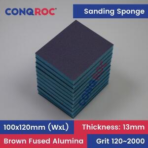 10개 100x120x13mm 샌딩 스폰지 유연한 양면 갈색 융합 알루미나 건식 또는 블록 Grit-120~2000