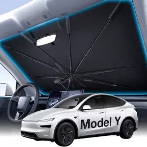 Tesla Model Y용 위구 윈드실드 선쉐이드 우산 태양 차단 00 얼음 냉각 원단 반사 단열재 접이식 전면 창문