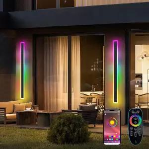 LannlKer 실외 RGB 장벽 조명 708인치 2팩 /따뜻함 /흰색 가능한 모던 LED 벽 Ip65 방수 스콘 리모컨 및