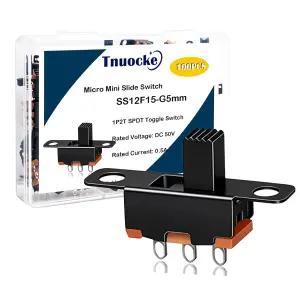 Tnuocke 100PCS 5mm 하이 노브 수직 마이크로 미니 슬라이드 스위치 3핀 2포지션 SPDT 래치 토글 패널