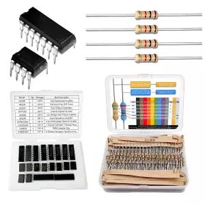 30 Values 600Pcs 1/4W 5 Carbon Film 1R-1M ohm Resistor Kit with IC Kits LM358P NE555P LM741CN