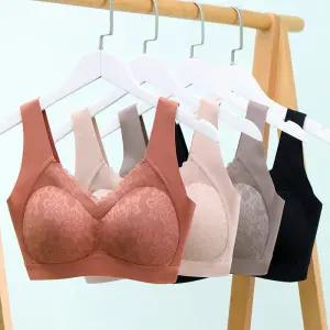 [5매입] 노와이어 빅사이즈 심리스 레이스 매치 브라 패키지
