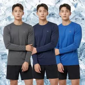 [하프클럽/이지바이]1+1+1 쿨가이 남성 냉감 라운드 이너 아웃도어 긴팔 티셔츠(M6QPST32)