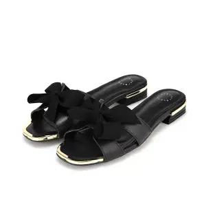 바바라 소가죽 나비 리본장식 여성 플랫 샌들 2cm_BBH365