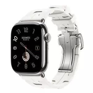 Apple Watch Hermes 11 GPS + Cellular 46mm 실버 티타늄 케이스 그리고 블랑 Kilim 싱글 투어