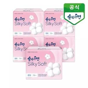 [깨끗한나라] 순수한면 생리대 실키소프트 중형 16개입 5팩
