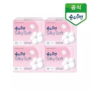 [깨끗한나라] 순수한면 생리대 실키소프트 중형 16개입 4팩