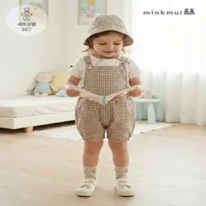 [밍크뮤] 프렌치체크 우주복SETGR