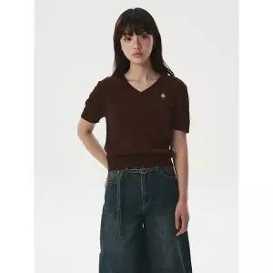 [후아유](김해점)Steve V-neck Cable Short Sleeve Sweater WHKAG2411F