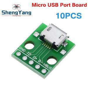 TZT 마이크로 USB DIP 어댑터 5 핀 암 커넥터 B 타입 PCB 컨버터 핀보드 2.54 10 개
