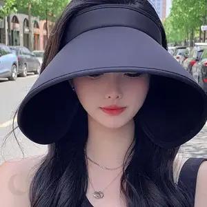 검정 챙넓은 여성 자외선차단 야외활동 골프 등산 여행 휴가 데일리 휴대용