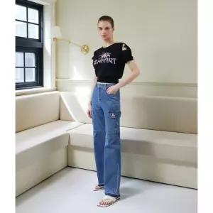 백화점 에고이스트 와펜포인트 포켓 레이스업 와이드 데님팬츠 EQ3DP761