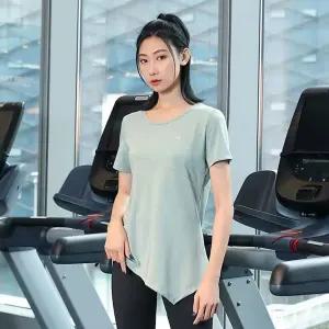 여자 여름 셔츠 오버핏 힙 덮는 요가 헬스장 상의 런닝 티셔츠 스포츠 롱루즈핏 티 admr2