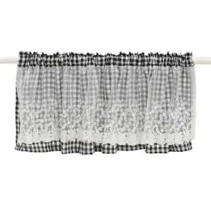 TBZ 블랙체크 레이스 인테리어 바란스 커튼 132x45cm