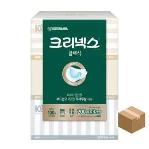 곽휴지 크리넥스 각티슈 클래식 200매X3개_6팩(18개입)
