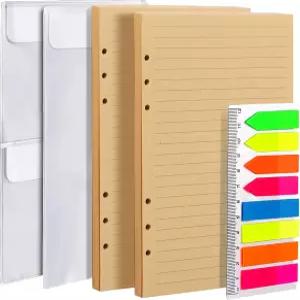 레오브로 A5 리필 용지 90PCS 크래프트 안감 플래너 바인더 노트북 저널용 링 인서트 북커 페이지 마커 및