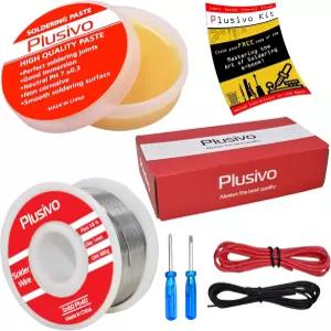 납땜 와이어 및 로진 페이스트 플럭스 키트 - 60-40 주석 납 코어 1mm 100g Plusivo의 PCB 전기 DIY용