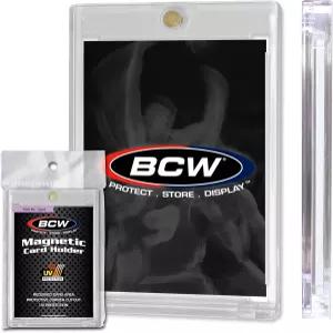 BCW 마그네틱 카드 홀더 - 180 PT 두께 3 팩 안전한 골드 자석 잠금 기능이 있는 보호 디스플레이 케이스