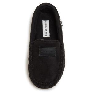 Lucky Brand 남아용 마이크로 스웨이드 모카신 로퍼 슬 블랙