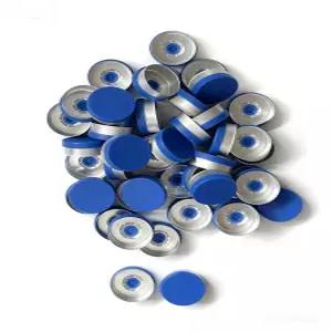 100PCS 20mm 블루 알루미늄-플라스틱 플립 탑 캡 유리 바이알용 씰