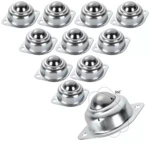16Pcs 1 롤러 볼 이송 베어링 360 o 회전 범용 캐스터 컨베이어 스탠드 변속기 가구용 400Lbs 탄소강 원형