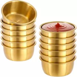 은투이 라메킨 소스 디핑 볼 컵 홈 파티 레스토랑용 푸딩 조미료 황금 12PCS 60ml