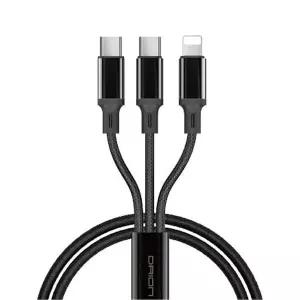 [하프클럽/]USB 고속충전케이블 3in1 메탈 케이블 1.5M C타입 8핀 블랙