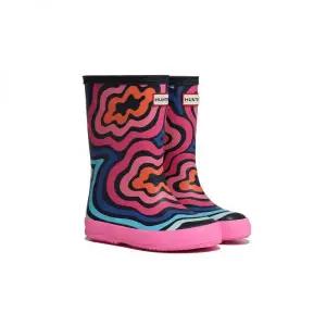 HUNTER KIDS [KIDS] 퍼스트 클래식 웨이브 프린트 레인부츠 - 버블리플 KFT5062RMALRI