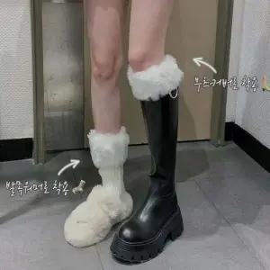 여성 부츠 레이어드 퍼 발목토시 방한 레그워머