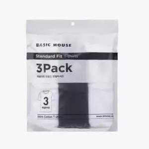 (최초가:29,900) 베이직하우스 [3PACK] 순면 라운드넥 무지 반팔티셔츠