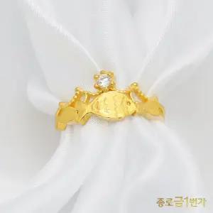 여자 순금 반지 트리플 물고기 3.75g