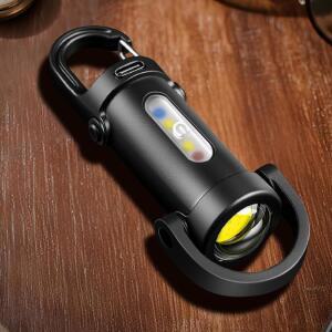 강력한 미니 COB LED 키체인 손전등 캠핑 걸이형 키링 충전식 USB 작업등 램프 방수 산책용 포켓