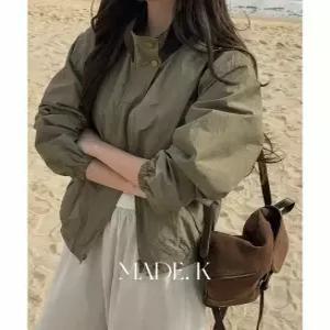 피벗 나일론 배색 블루종 점퍼 봄 여성 간절기 데일리 나들이 데이트룩