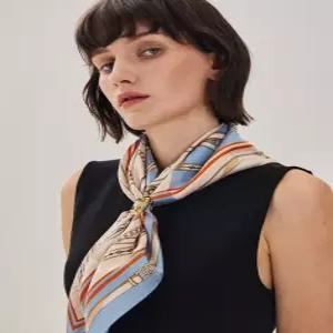 닥스 액세서리 26FW [수입 프레시오사 크리스탈][DAKS[링세트][SILK100%]블루 DD체인 스카프&링 세트